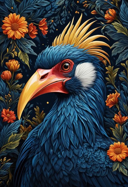 (vector art style:1.3), Portrait of an angry (hyperrealistic blue hour shot of night shot of hyper-detailed, beautifully color-coded, hyper photorealistic style light and space style night shot of exaggerated features, hyper-detailed, beautifully color-coded, ethereal Hornbill, 8k, buceros :: intricate details, ornate, flowery, bright colors background, peaceful, detailed illustration, octane render :: Johanna Rupprecht style, William Morris style :: trending on artstation, 
 masterpiece, best quality, realistic, very clear insane details, intricate details, beautifully color graded, insanely detailed and intricate, hypermaximalist, elegant, hyper realistic, super detailed, cinematic, highly detailed, {prompt], intricate, sharp focus, elegant, symmetry, perfect, fine, artistic, color spread, enhanced, dynamic composition, creative, ambient atmosphere, professional, glowing, radiant, vivid, beautiful, deep, determined,,, rich, striking, full, incredible, epic, thought, glorious, breathtaking, novel, scenic, amazing, singular, humorous interpretation, big head, big eyes, playful colors, satirical tone. Dark, lit, moody, mysterious. perceptual phenomena, immersive, minimal, detailed, sharp focus. Expressive, impasto, swirling brushwork, vibrant, "realistic, Poster design style, poster art, visually striking and informative poster, professional-grade execution, poster graphic design, (rough brush strokes: 1.5),