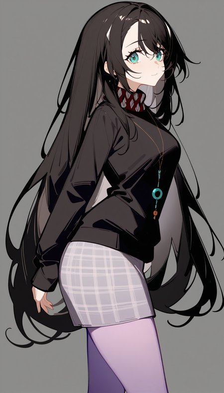 1girl,
inori,mo8,shiro9jira,ciloranko,ask \(askzy\),(tianliang duohe fangdongye:0.8),
hairclip,black sweater,necklace,plaid pencil skirt,white background,simple background,upper body,solo,very long black hair,purple pantyhose,from side,looking at viewer,
masterpiece,best quality,newest,absurdres,safe,<lora:Fixhands_anime_bdsqlsz_V1:1>,<lora:inori8:1>,