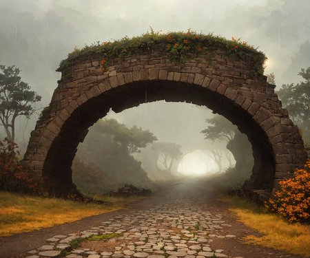 cobblestone road winding through a wide open grassy plain, cliffs on each side, broken down carriage on road,

autumn, misty, rain, dust, hyperdetailed, photorealistic
neat and tidy, magical, natural light, sharp focus, concept art, by greg rutkowski and craig mullins, cozy atmospheric and cinematic lighting, european style, trending on artstation