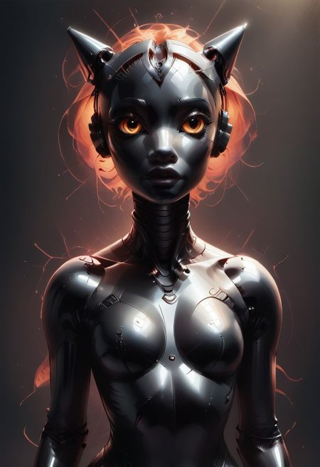 score_9, score_8_up, score_7_up, Expressiveh, g0thicPXL, latex, nfltx, glowing, neon, robot girl ((robot body)), proud, medium breasts, (big lips:0.6), (chrome body), metal harness and skirt, brushed copper accents, rim lighting, hair made of cables, solo, robot abs, access panels