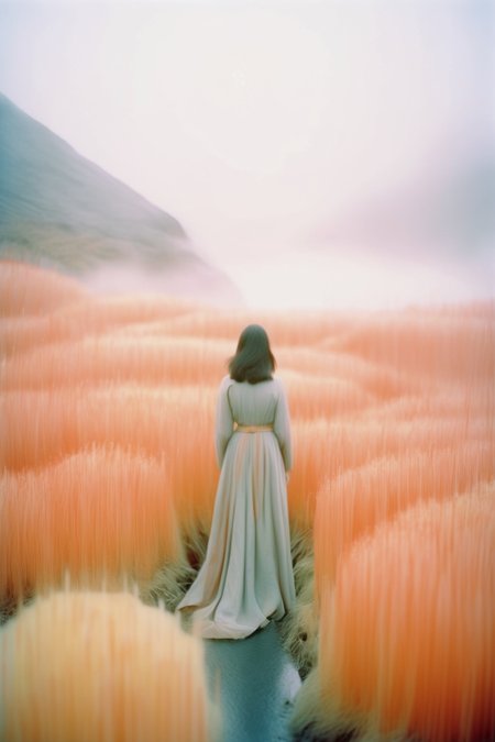 <lora:Elizabeth Gadd Style:1>Elizabeth Gadd Style - Award winning landscape photography, woman in the background, in the style of Erin Babnik and Rinko Kawauchi, photography in Kodak Portra 400
