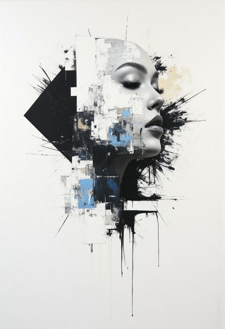 oil painting, minimal, strange memories, on a white palette, front portrait