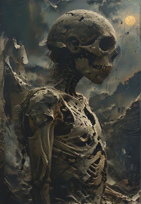 old white blank flag stuck in a broken skeleton, torn, focused, windy, realistic, nighttime,  <lora:The_Dark_Side_of_the_Earth:0.7>  <lora:spiderweb:0.8> <lora:- SDXL - pony_random_stuff_V1.0:0.8> <lora:- SDXL - vntblk_vanta_shapes_V1.0:0.8>