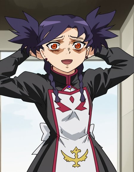 score_9, score_8_up, score_7_up, source_anime, <lora:nina-wang-s1-ponyxl-lora-nochekaiser:1>, nina wang, bangs, twintails, purple hair, braid, twin braids, orange eyes, anime screencap,, long sleeves, dress, jewelry, earrings, puffy sleeves, black dress, juliet sleeves,, hospital room, bedside, get well flowers, comforting, quiet, smile, <lora:shocked-black-guy-ponyxl-lora-nochekaiser:1> shocked black guy, open mouth, looking at viewer, hands behind head, shaded face,, looking at viewer, solo,, dutch angle, cowboy shot