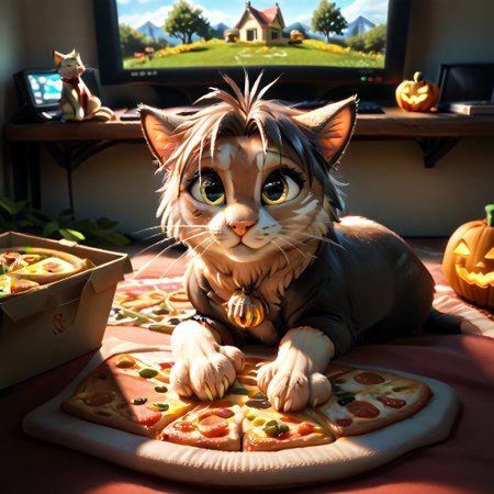 score_9, score_8_up, score_8, mntnnc_md_plz_stand_by, monitor with pizza, (Halloween), cute adorable and fluffy kitty sleeping ontop of a pizza what rests ontop of a pizza box, cat is wearing a tophat,  pizza, neko, cat, feline, cheese strings, juicy, perfectly baked pizza, juicy hawaian pizza, cozy atmosphere, creative light overlay, 4k, masterpiece, (masterpiece), best quality, (4K), (cinematic lighting), highly detailed, 8K, UHD, ultra detailed, immersive picture, vivid colors, volumetric light, cinematic light, RAW photo, Norway, delicate forest grove, wild nature, picturesque scenery, enchanting sunrays, beautiful sky, majestic landscape, pristine vegetation, desolate atmosphere, morning forest glade, creek, photorealistic, masterpiece, 64k, UHD, ultra detailed, vivid colors, high quality, sharp focus
hawaii atmosphere, mntnnc_md_plz_stand_by, fluffy wild kitty cat, NightScapes,