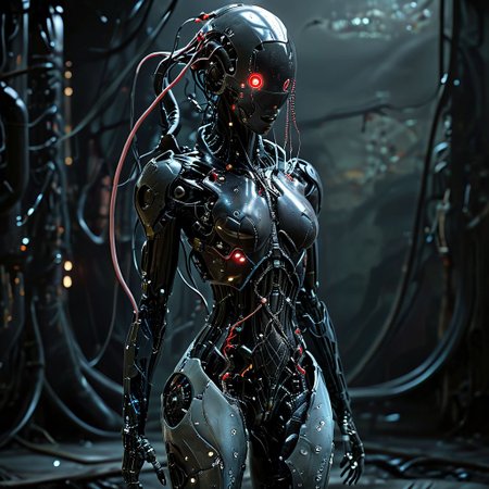 (biopunk sexy woman turning into jellyfish :1.2) with cybernetic features, cinematic, cyberpunk elements, amazing detailed, grim sci-fi, biomorph, organic and mechanical, natural light, beautiful cleavage, glowing red eyes  <lora:Dark_Futuristic_Circuit_Boards:0.6>  circuitboard, dark futuristic  <lora:hyperkraximalism_v1-1:0.2> <lora:Faceless_Cyborgs:0.85>