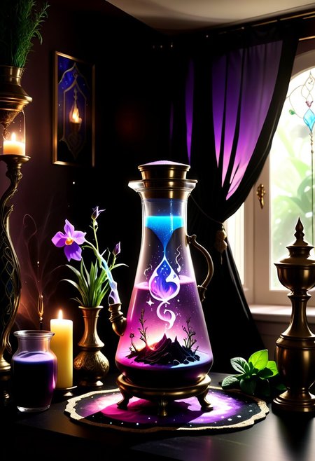 a wizard,brewing a potion in a reij-mg alchemist room, silhouette, ambient light, nature art, hexagonal , with awning embroidery, spring garden, Hurricane, Sketched, mosaic, Sepia filter, organic, detailed, deep rich colors, fine detail, luxury, cinematic, positive emotional, dark ambient light, raw, photo, realistic