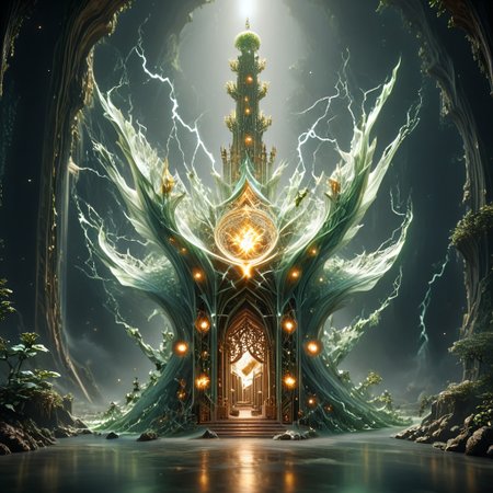 8k,hi res,(surreal,score_9, score_8_up, score_7_up, score_6_up),realistic analog photo, award winning photo,magnificent, celestial, ethereal, painterly, epic, majestic, magical, fantasy art ,((glowing runes:1.5),((view of the tower:1.3)),((The Elven style:1.7)),((Chinese style:1.7)),(elegant, beautiful,delicate and monumental style:1.7),((The emphasis on the tower:1.7)),(A great bonsai-style forest has grown in around the tower:1.7),((a tall building:1.5)),((a tall elven tower with balconies and open work windows, arches,openwork golden lattice :1.4)),(against the background of fabulous nature:1.5),((fabulous nature:1.5)),((Elven tower, stands against the backdrop of mountains:1.5)),((Lightning is dancing around the a tall tower:1.5)),(((a tall green transparent jade  fairy-tale elven with a golden ornament tower:1.5))),((where magical runes seem to be perfectly intertwined with the  the tower:1.5))), where the natural elements are rampant (((the power of the storm, the power of lightning, the power of fire))), where natural elements run amok (((the power of the storm:1.3))),(((the power of lightning:1.3))),(((the power of fire:1.3))) ((beautiful ancient fairy garden of emerald jade runestones:1.5)),(realistic detailed background),<lora:Tangbohu Detail Tweaker:-0.1>,<lora:Elven-Architecture_ponyXL_LOREVER:1>,<lora:Tempest_Magic_-_XL_Grimoire:1>, tempestmagic,<<lora:Awfully_Stylish_v15.2:1>,<lora:extremely_detailed:1.2>,<lora:glowneon_xl_v1:0.75>