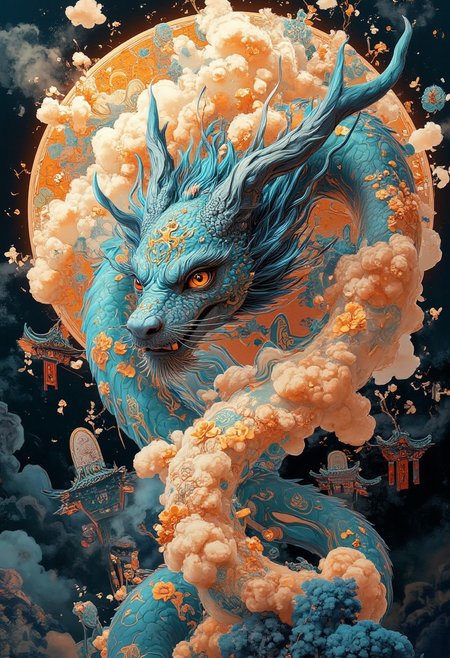 8k, masterpiece, best quality, highly detailed, elegant cloud serpent with iridescent wings , ancient Chinese architecture background , vivid colors, vibrant, hair, surreal images, unreal engine 5, higher resolution textures, 4k graphic resolution,photorealistic,HD32k, colorful,beautiful scenery,, reflection,vivid colors,atb,