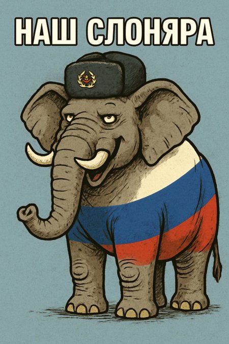 Русский слон, добавить текст "Наш слоняра", мем, смешная картинка