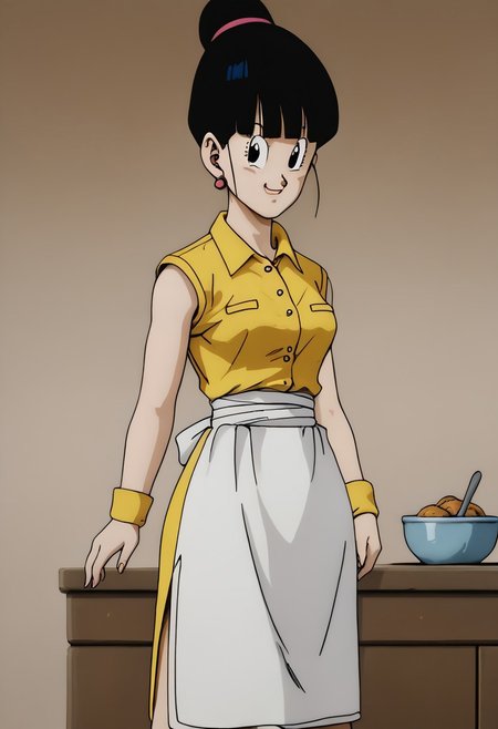 708, score_9, score_8_up, score_7_up, score_6_up, score_5_up, score_4_up, uncensored, 3D, blender, BREAK, chichi from dragon ball z, 
, shiny skin, detailed eyes, (bubble butt), wide hips, thick thighs, hyper hips, small breasts,pery breasts, gigantic ass, voluptuous, venus body, kitchen, quarter angle view, thin waist, slim waist,, smug, , Yelftea style, light green shirt, white apron, yellow gloves