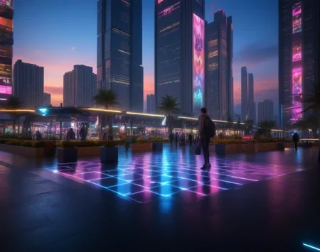 Cyberpunk Plaza (Background) (SDXL) (AD)