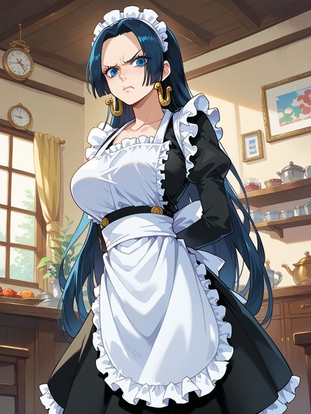 score_9, score_8_up, score_7_up,source_anime,BREAK,
Boa_hancock,maid, apron, angry, arms behind back, indoors, closed mouth, 
<lora:Boa_hancock:1>