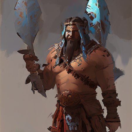 a  colorful  painting of a native american viking barbarian warrior from world of warcraft path of exile fantasy soldier warrior by craig mullins, 8k, highly detailed   512SpeedPainter