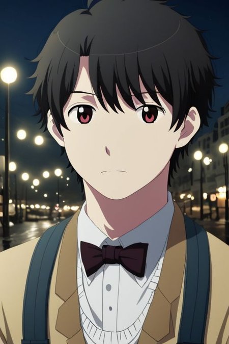 high resolution, solo, best quality, 1Boy, Portrait, Inaho Kaizuka, Black Hair, dating, romantic, dinner,