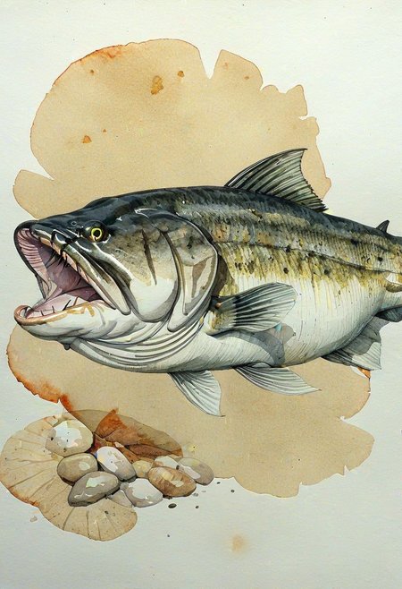 catfish, pencil drawn, colored, extremely detailed, grain, (((watercolor and ink sketch))), watercolor, inkstains, very low saturation,