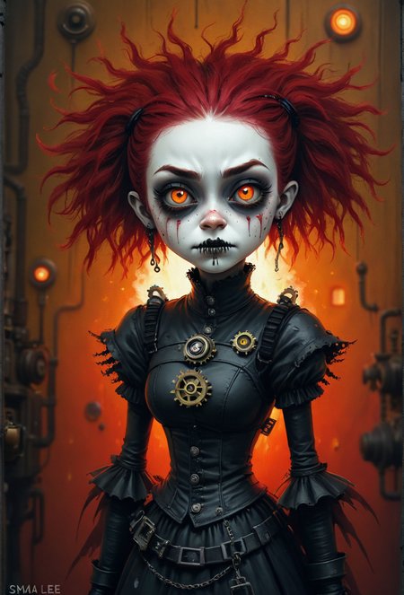2d, grumpy elitist,complex Electromagnetic Steampunk Goth Girl  Underworld (Vendetta:1.4), highly detailed, Sweltering, Direct light, deep red, eerie, gritty <lora:fx-01:1.2> <lora:surrealism-v1:1> <lora:art-v5:.35>  <lora:usual-portrait-v2:.5>