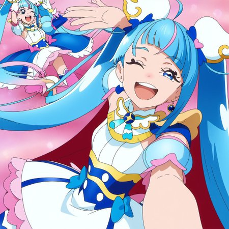 detailed background, shiny skin, posing, rating safe, 
<lora:curesky.pony:1.0>,
curesky, 
small breasts, portrait, arm up, selfie, big smile, laughing, open mouth, one eye closed,