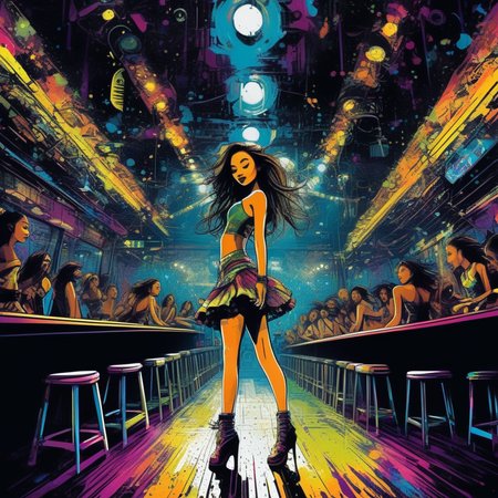 drawix9 dancers girl in a nightclub, ink, cinematic, expressive, very detailed<lora:drawix9:1>