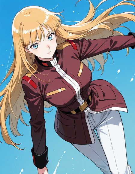 score_7_up, anime BREAK official art, solo, 1girl, one girl, 
<lora:Lucille_Liliant:1>, Lucille Liliant, long hair, blonde hair, blue eyes, 
military uniform, dynamic angle, dynamic pose, 
(masterpiece:1.3), best quality, high resolution, unity 8k wallpaper, extremely detailed CG, 8K, (watercolor \(medium\), muted color, sketch:1.1), perfect anatomy, highly finished, masterpiece, best quality, high quality, amazing quality, great quality, very aesthetic, ultra detailed, highres, absurdres, highly detailed, highly detailed background,