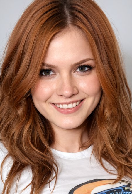 sdxl_amandrow, cute smile, t-shirt,  detailed eyes, close-up