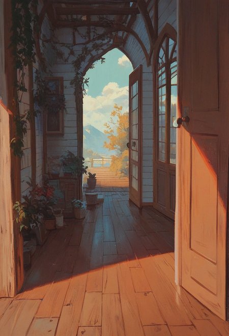 score_9, score_8_up, score_7_up, score_6_up, VitWaterStyle, no humans, scenery, wooden floor, indoors, door
