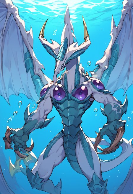 score_9,score_8_up,score_7_up,source_anime,zPDXL3,ocean,underwater,
*//*,<lora:StardustDragon_Pony:1>,stardustdragon_ygo,no humans,solo,duel monster,dragon,wings,tail,claws,horns,
*//*,looking at viewer,cowboy shot,dutch angle,