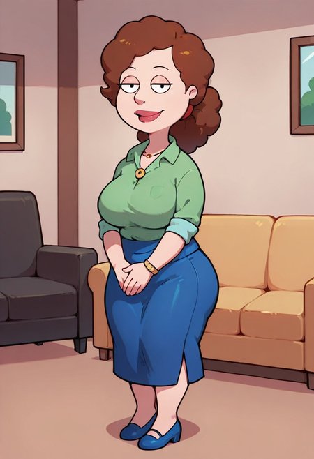 score_9,score_8_up,score_7_up,score_6_up,best quality, 1girl, solo, living room, couch, indoors,
BREAK
unnamed girl, brown hair, black eyes, (mature female:1.5), (plump:1.2), large breasts, gigantic ass, gigantic hips, green sweater, rolled up sleeves, blue skirt, navy blue shoes, own hand together, smile, looking at viewer, long skirt, half-closed eyes, necklace,