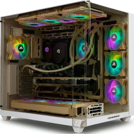 (pc showcase, fully equipped, liquid cooling tubing, rgb lights, White case) <lora:46_pc_showcase:1.1>
Beige background,
high quality, professional, highres, amazing, dramatic,
(Lavender fields and soft sunset hues:0.5),