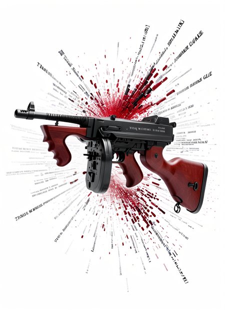 abstract of a tmmygn submachine gun, white background, monochrome, text focus, a world of ruby, all in vain
 <lora:Thompson_Submachine_Gun_-_1928_SDXL:0.8> <lora:Cute_3D_Cartoon:0.8> <lora:artfullyQUILLED_SDXL_V1:1>