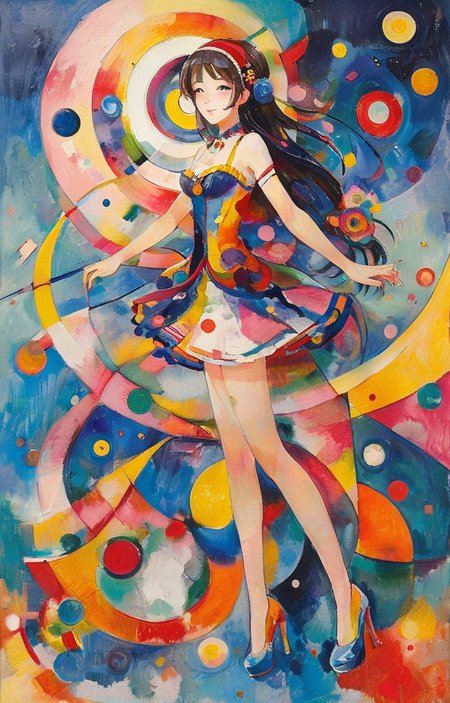masterpiece,best quality,<lora:tbh287-sdxl:0.9>,illustration,style of Wassily Kandinsky portrait of idolmaster cinderella girls,
