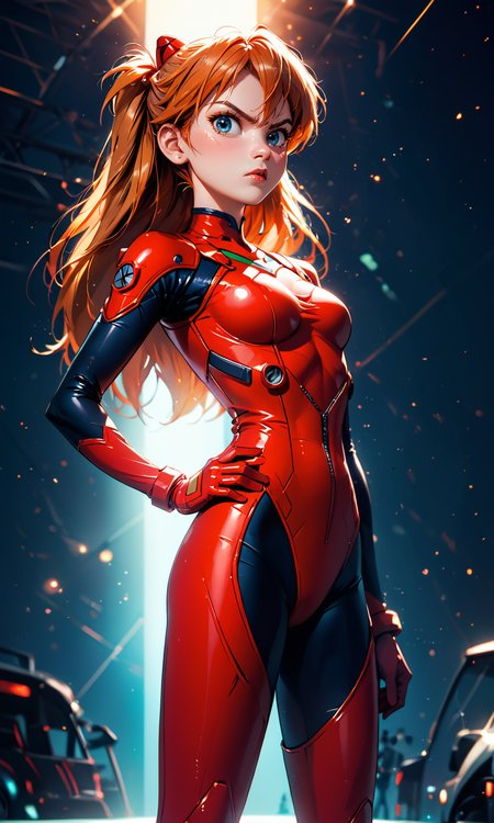 4n1v3rs3, score_9, score_8_up, score_7_up,
Asuka Langley Soryu, red plugsuit, standing confidently, one hand on hip, other hand pointing forward, determined expression, dynamic lighting, high detail,  vibrant colors, 
pixar 3d,