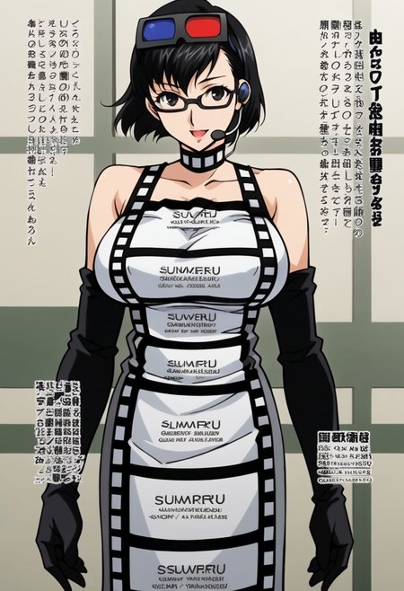 <lora:zs_MotokoXL:1> motokop2, black hair, short hair, glasses on head, headset, choker, dress, black elbow gloves ,,,,,,, ,, anime coloring, anime screencap, 1girl,Solo ,, anime,PUFFY nipple,huge breasts,official art,Uncensored ,Unedited ,,,,,,,,,