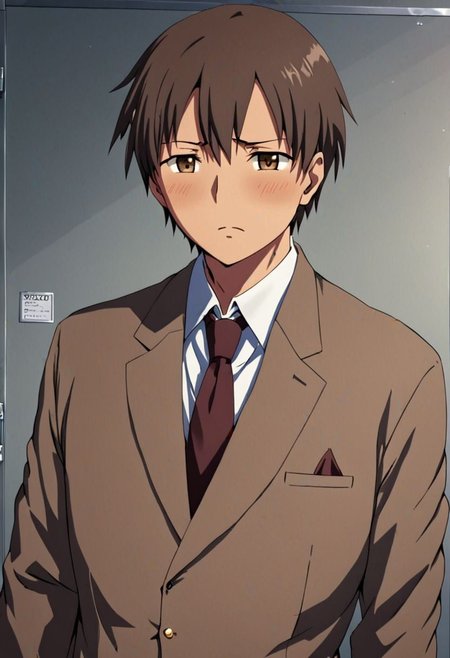 high resolution, solo, best quality, 1Boy, Takaki Toono, Brownish Hair, Brown Eyes, school life, school uniform, OverallDetail