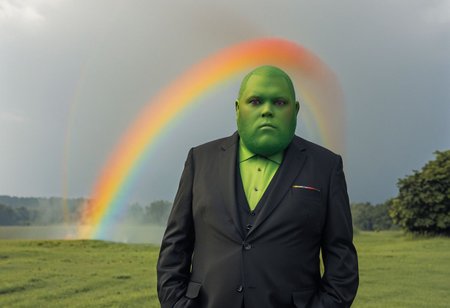 A big dumb guy farting rainbows, Leica camera or some fancy prompt lime that, idk, it's a fuckin thing