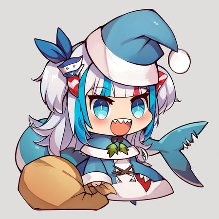 score_9, score_8_up, score_8,  ,,,  zzPadoru,  Gwar Gura,  1girl, long hair, blush, smile, open mouth, blue eyes, simple background, hair ornament, long sleeves, white background, holding, blue hair, standing, tail, full body, :d, grey hair, teeth, wide sleeves, blunt bangs, two side up, streaked hair, sleeves past wrists, blue headwear, meme, fish tail, shark tail, shark girl, shark hair ornament, holding sack  ,<lora:PadoruMemePDXL:1.0>,   ,,, smile, looking at viewer,  ,,, embedding:zPDXL,  <lora:SDXLFaeTastic2400:0.5>,