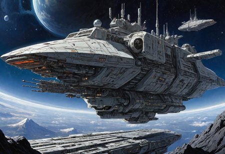 A rectangular flat and long spaceship, many antennas, laserguns, large engines, maximum detail, high detail, style of the expanse [Tsutomu Nihei:Hiromu Arakawa:0.3]