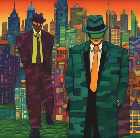 symboliscope surreal city, gangsters<lora:symboliscope:1>
