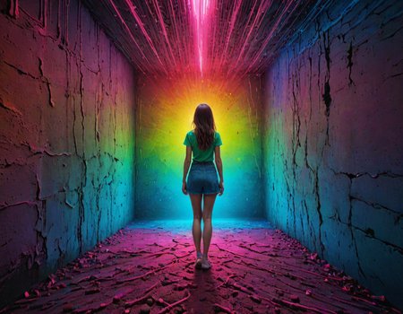 a soul squeezing through a spiritual wall, young girl standing in middle (facing away from viewer:1.3) (in the style of Zdzislaw Beksinski:1.1) <lora:another-bored-particle:0.55>  <lora:add-detail-XL:0.65>, subsurface scattering, ultra hd, 4k, high def, Photorealistic, Hyperrealistic, Hyper detailed, analog style, realistic, masterpiece, best quality, ultra realistic, 8k, Intricate, High Detail, film photography, soft lighting,  heavy shadow