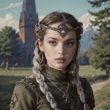 RAW photo, (masterpiece:1.3), subsurface scattering, heavy shadow, (high quality:1.4), (intricate, high detail:1.2), professional photography, HDR, High Dynamic Range, realistic, ultra realistic, photorealistic, high resolution, film photography, ambient lighting, atmospheric effects, <lora:detail_slider_v4:2>, OverallDetail, epic medieval fantasy, a waitress in a medieval inn with dirty blonde braided hair, headband, scarf, bracelet,  studded belt, at high noon, <lora:zoom_slider_v1:-1.5>,  <lora:cleavage:-1>, in the style of Luis Royo, <lora:Luis Royo and Woman v.2:0.7>, epiCPhoto