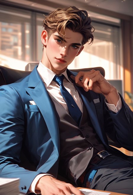 score_9,score_8_up,score_7_up, 25 yo twink posing, suit, office, hyperdetailed photography,