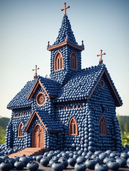 Church made of blueberrym0rph <lora:Blueberry_World_Morph:1>