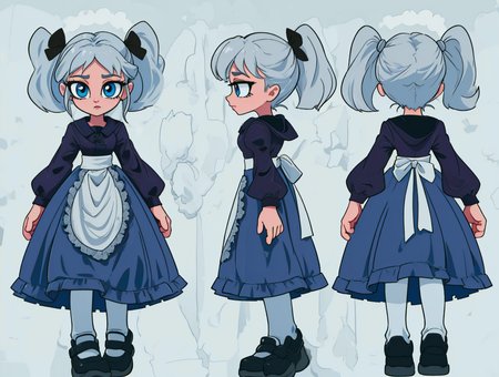 <lora:kim-crab-12:1> kim-crab <lora:character-sheet-03:1.4> chara-sheet, shoes, gothic, pigtails, (masterpiece:1.5, best quality), 8k wallpaper, highres, high resolution,HDR.UHD,Highly detailed, extreme detail  <lora:GoodHands-beta2:0.8>