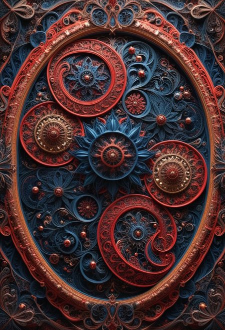 photo of a paisley pattern, boteh, paisley, navy blue, madder red, almond, entwined paislies, official art, aesthetic, dynamic angle, hyper detailed, order and chaos, dark colors, (extremely detailed, intricate details, masterpiece, best quality, 8k wallpaper:1.4), dramatic lighting, (dark blue and madder red palette:1.2), twisting paisley