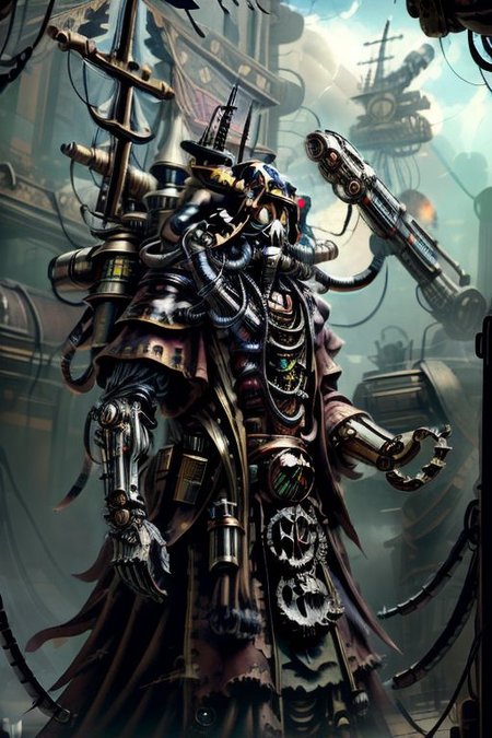 ((masterpiece,best quality)), absurdres, BREAK
mechanical arms, black robes, hood, BREAK
((techpriest)), cyborg, mechanical face, mechanical limbs, gas mask, mechanical tentacles, (mechanical backpack), BREAK
1other, solo, holding pistol, firearm, handgun, pistol, gun, BREAK
factory background, smoggy sky, air pollution, smokestacks, BREAK
(piratepunkai),