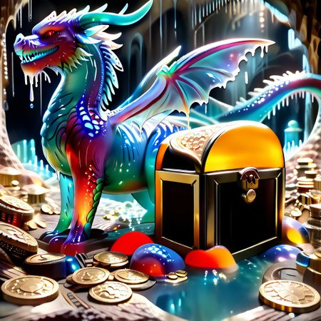 1dragon, highly detailed blue dragon, blue dragon made out of slime, scaly blue slime dragon, slime dragon with red eyes, blue slime dragon laying in its hoard, blue slime dragon with wings, dragon wings, 
multi-colored gems made out of slime, in a room of treasure made out of slime,  gold coins and bars made out of slime, wood-like treasure chest made out of slime, wood-colored slime chest, individual coins made out of slime, gold slime coins, piles of coins, 
treasure-room, treasure, treasure chest, gemstone, coins, gold bars, gold pile, 
everything made of slime, No simple background,
((translucent slime)), ((transparent slime)), (bioluminescent slime), sl1m3, slime, ais-blmn, watce, je11y, thickwater, great lighting, ral-lava, even lighting, no bright spots,