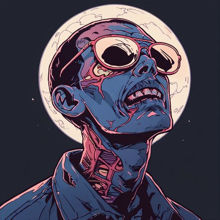 score_9,score_8_up,score_7_up, ,score_6_up,score_5_up,,score_4_up,  <lora:retro-neon-style:0.8>,
retro_neon, solo, 1boy,zombie, male focus, simple background, teeth, moon, black background, sunglasses,