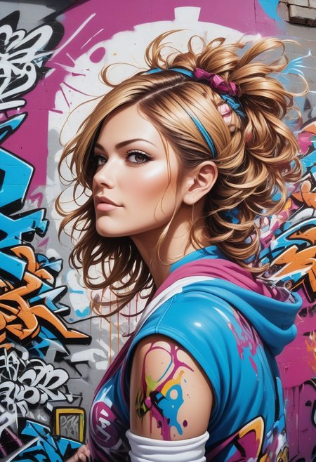 Jed-Gr4ff1t1,dolleijSDXL01,  masterpiece, full of details, positive emotional, wallpaper enginge, <lora:GraffitiStyle-000003:0.7>, anime comics art , Selective focus, dramatic, studio anime, emotive, colorful, fine polished, professional creative, pure, cinematic light, great composition, contemporary, deep aesthetic