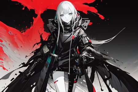 highly insanely detailed, masterpiece, top quality, best quality, highres, 4k, 8k, RAW photo, (very aesthetic, beautiful and aesthetic),  
tsutomu nihei,nihei_tsutomu,blame!,blame gakuen!,abara,TNstyle,sidonia_no_kishi,clouds,lantern,machinery,dark background, 
<lora:blamev2:0.5>, 
(1girl:1.3), 
solo focus, 
a colorful background,(color splash background,colored fractal background),âââ