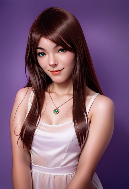 score_9, score_8_up, score_7_up, score_6_up, source_cartoon, 1girl, female, solo, femenine, petite, lean, pale skin,, soaking wet hair, smile, diaphonous white dress, bronze necklace, medium breasts, female focus, official style, close up, perfect anatomy, perfect face, standing,  abstract beauty, beautiful, centered, looking at the camera, approaching perfection, dynamic, moonlight, highly detailed, watercolor painting, artstation, concept art, smooth, sharp focus, illustration, portrait